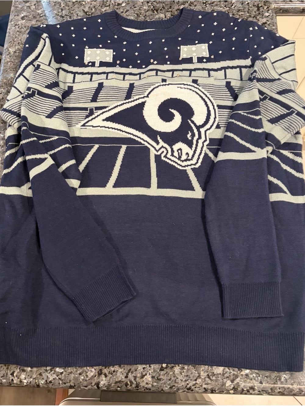 NFL Men's Navy & Cream Team Logo Crewneck Sweater